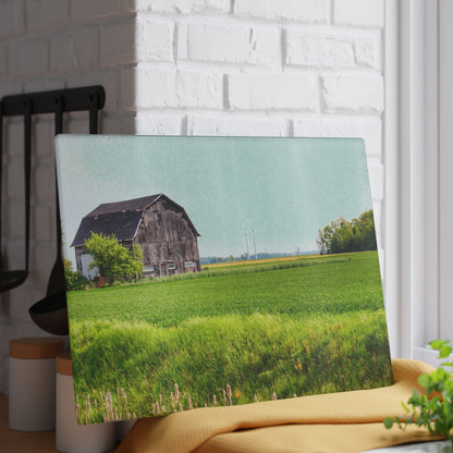 U R There Photography North Graf Road Old Grey Rustic Farmhouse Tempered-Glass Cutting Board