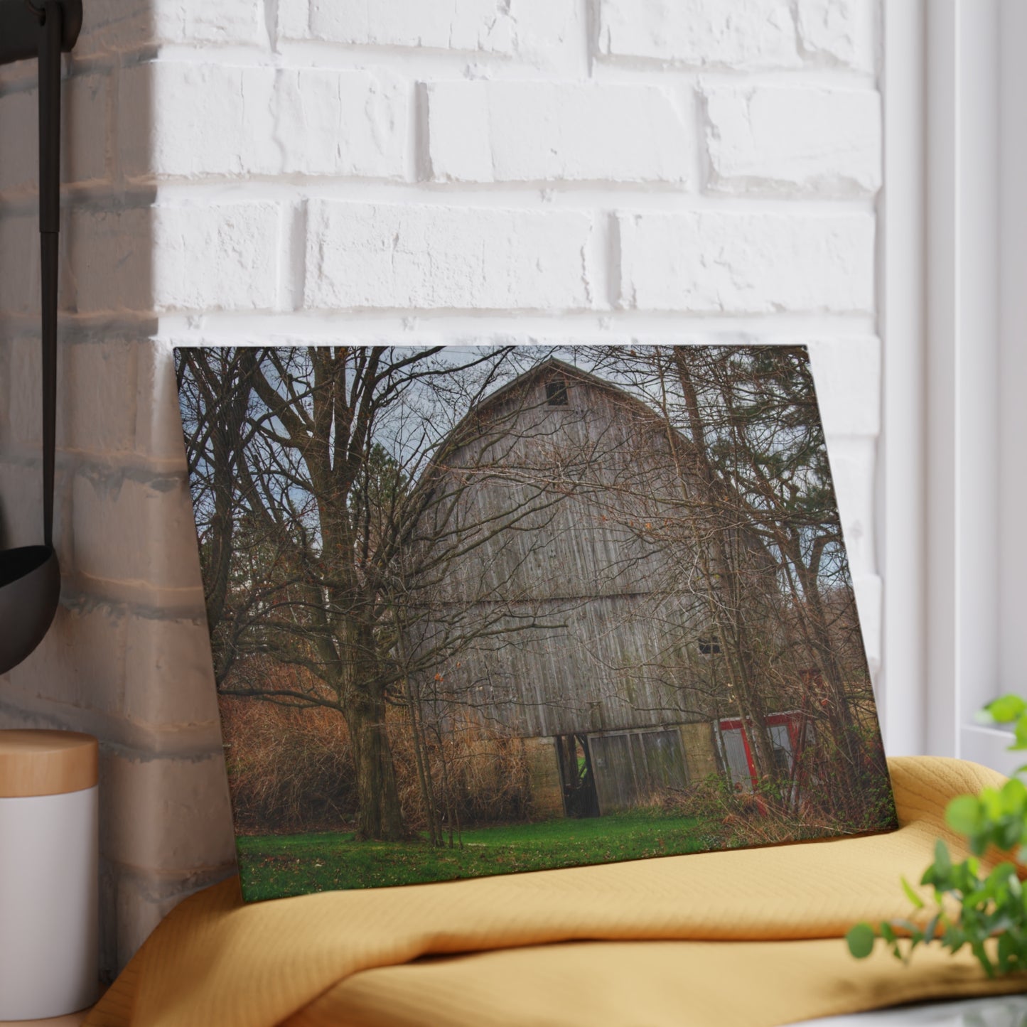 U R There Photography West Murphy Lake Road Grey Rustic Farmhouse Tempered-Glass Cutting Board