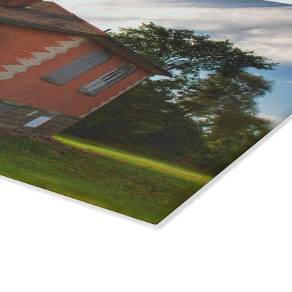 U R There Photography North Grove Road Schoolhouse I Rustic Farmhouse Tempered-Glass Cutting Board