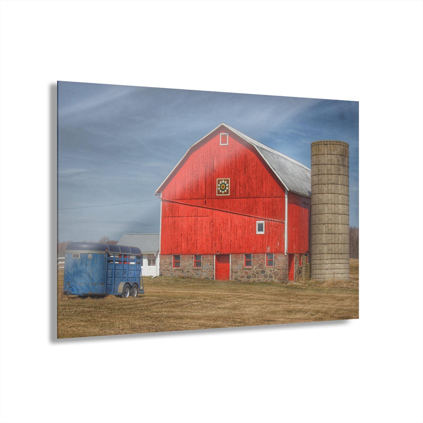 U R There Photography West Brown Road Quilted Red Rustic Farmhouse Acrylic Wall Print