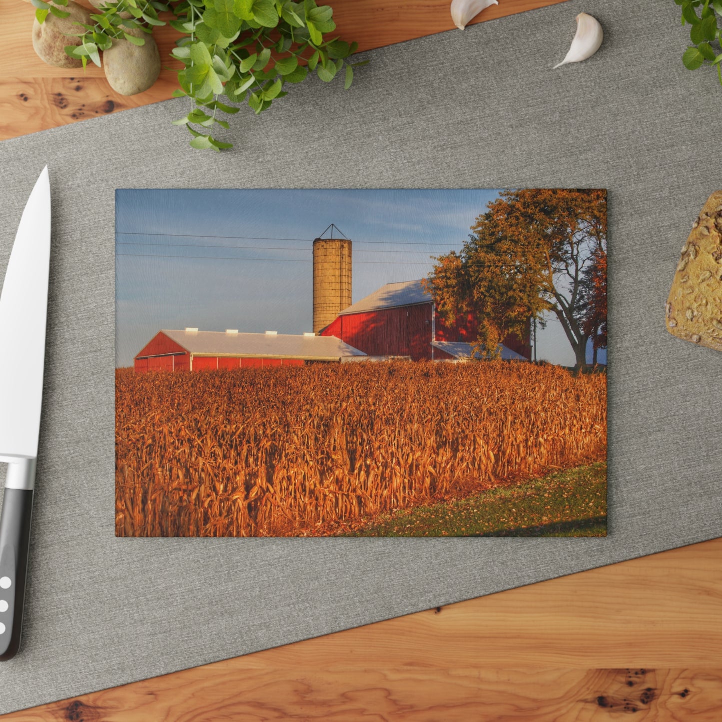 U R There Photography Lake Pleasant Reds I Rustic Farmhouse Tempered-Glass Cutting Board