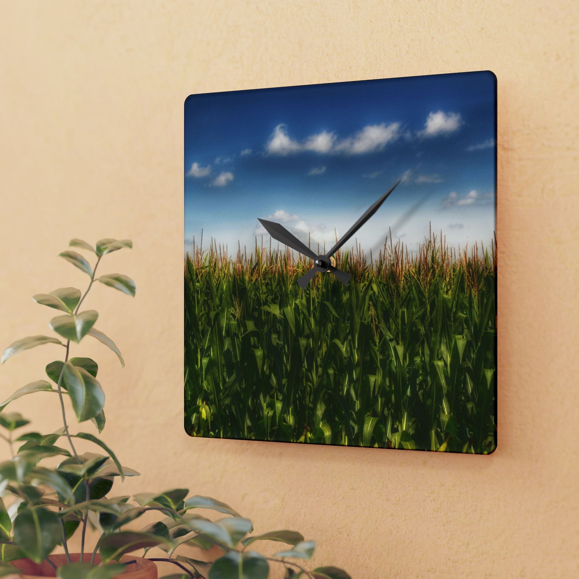 Rustic Farmhouse Wall Clock featuring Sky-High Corn