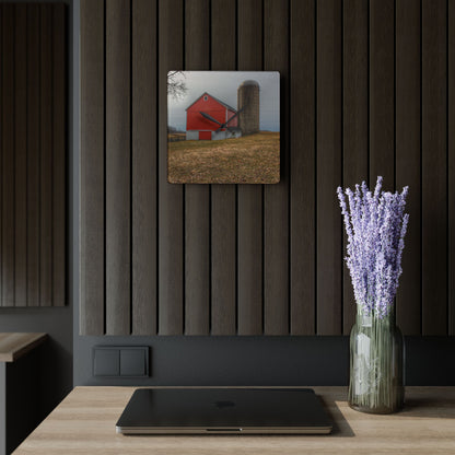 U R There Photography Brocker Road Red II Rustic Farmhouse Acrylic Analog Wall Clock