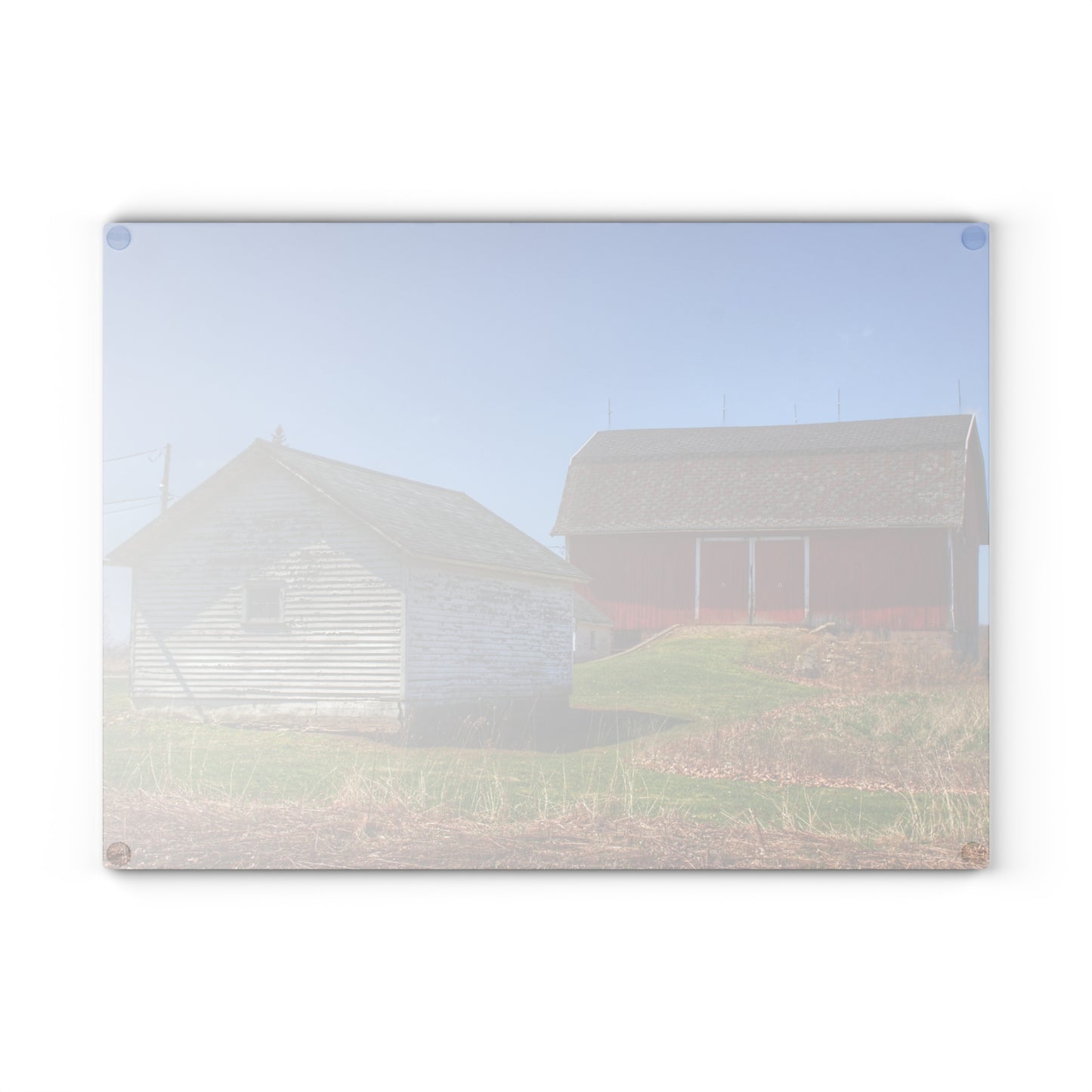 U R There Photography Hurd Corners Red and Little White Rustic Farmhouse Tempered-Glass Cutting Board