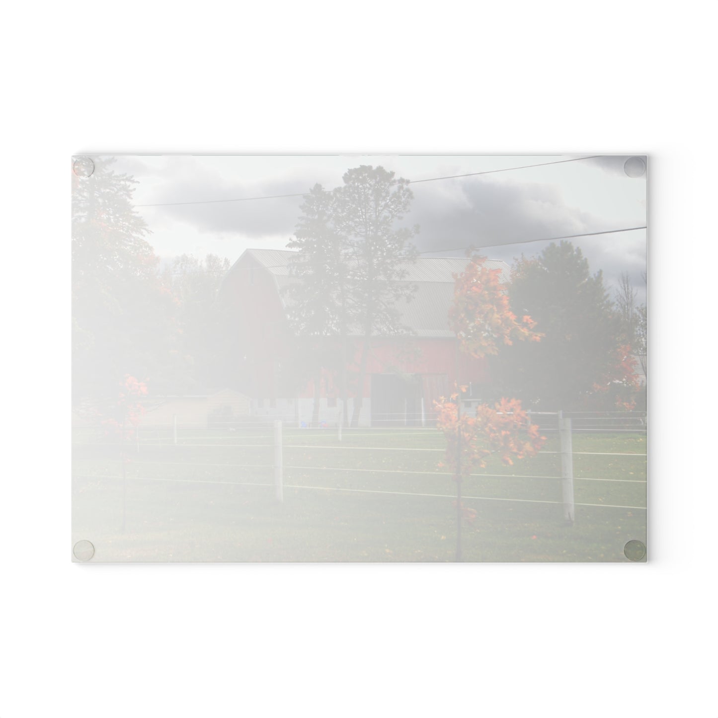 U R There Photography Farnsworth Road Red I Rustic Farmhouse Tempered-Glass Cutting Board