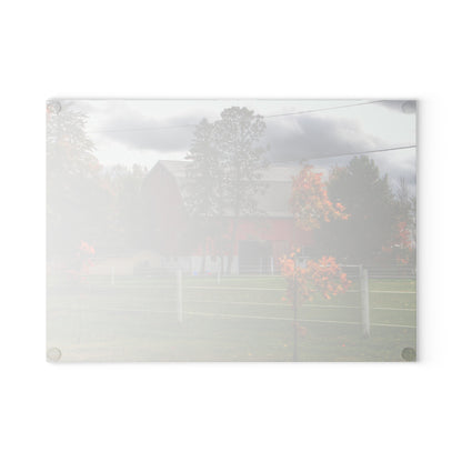 U R There Photography Farnsworth Road Red I Rustic Farmhouse Tempered-Glass Cutting Board