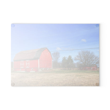 U R There Photography Kings Mill Red II Rustic Farmhouse Tempered-Glass Cutting Board