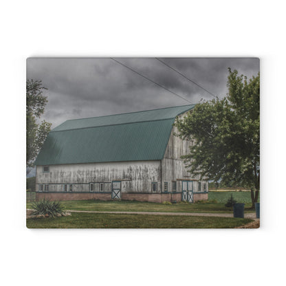 U R There Photography Bristol Road White II Rustic Farmhouse Tempered-Glass Cutting Board