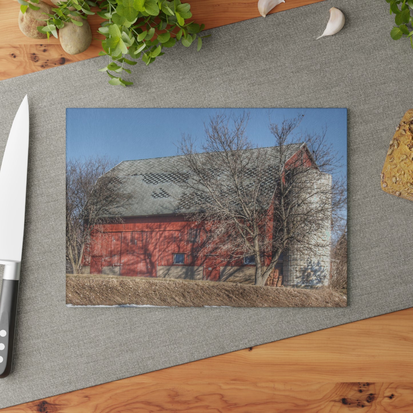 U R There Photography Van Dyke Red II Rustic Farmhouse Tempered-Glass Cutting Board