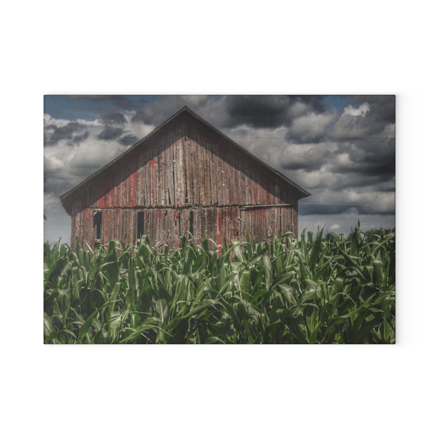 Barn Boutique Rustic Tempered-Glass Cutting Board| Above the July Corn