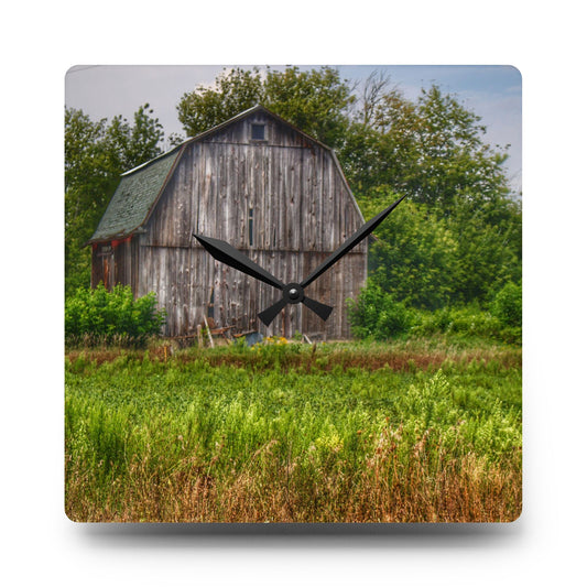 Frankford Road Grey Rustic Farmhouse Acrylic Analog Wall Clock 10.75'' × 10.75'' (Square)