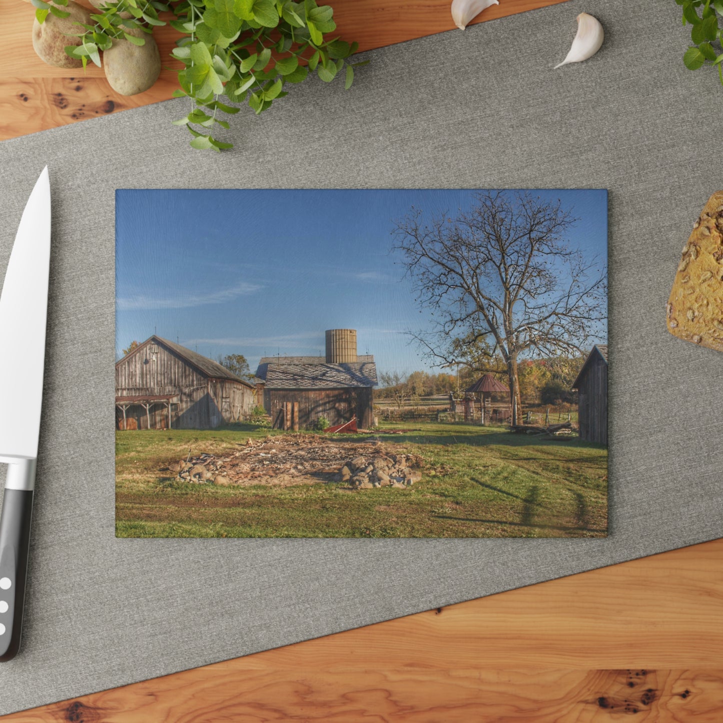 Barn Boutique Rustic Tempered-Glass Cutting Board| Bowers Road Greys I