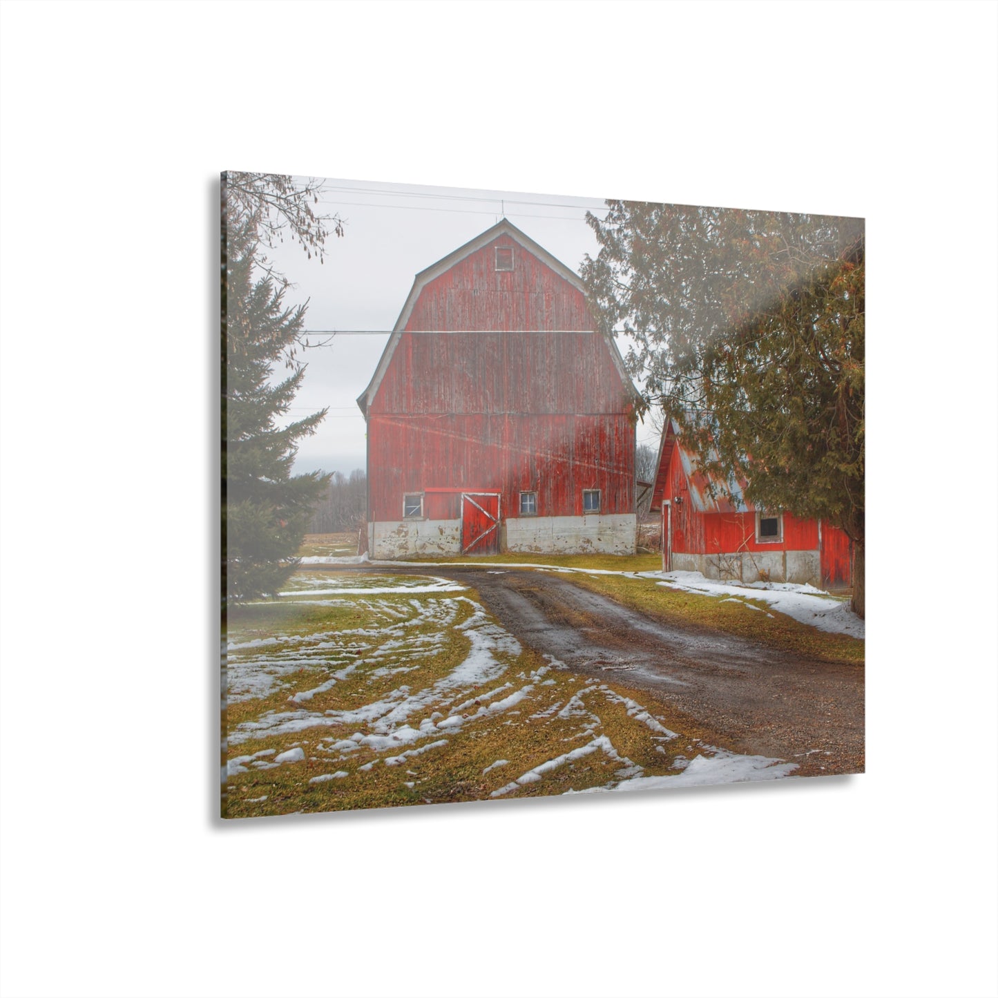 U R There Photography West Barnes Lake Reds Rustic Farmhouse Acrylic Wall Print