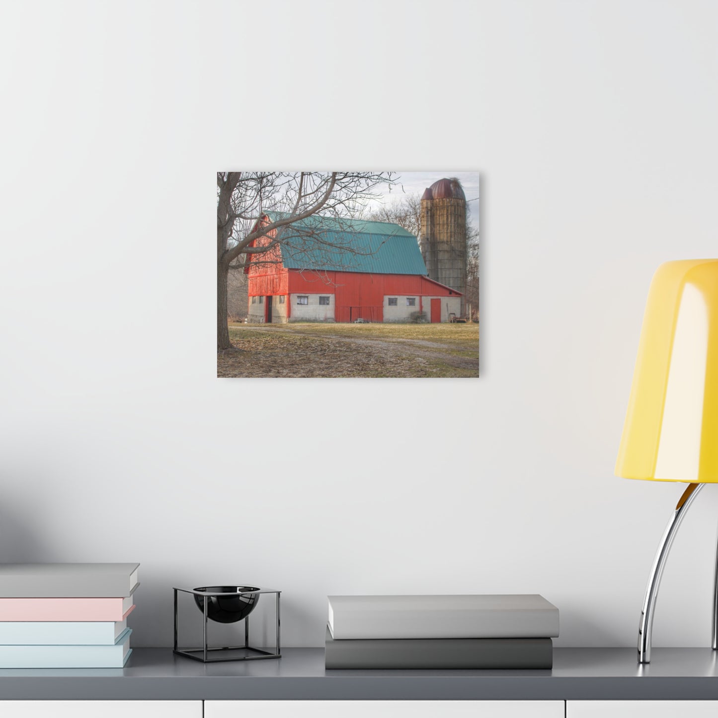 U R There Photography Wilson Road Red and Silo I Rustic Farmhouse Acrylic Wall Print