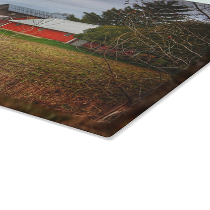 U R There Photography Fostoria Road Greys Rustic Farmhouse Tempered-Glass Cutting Board