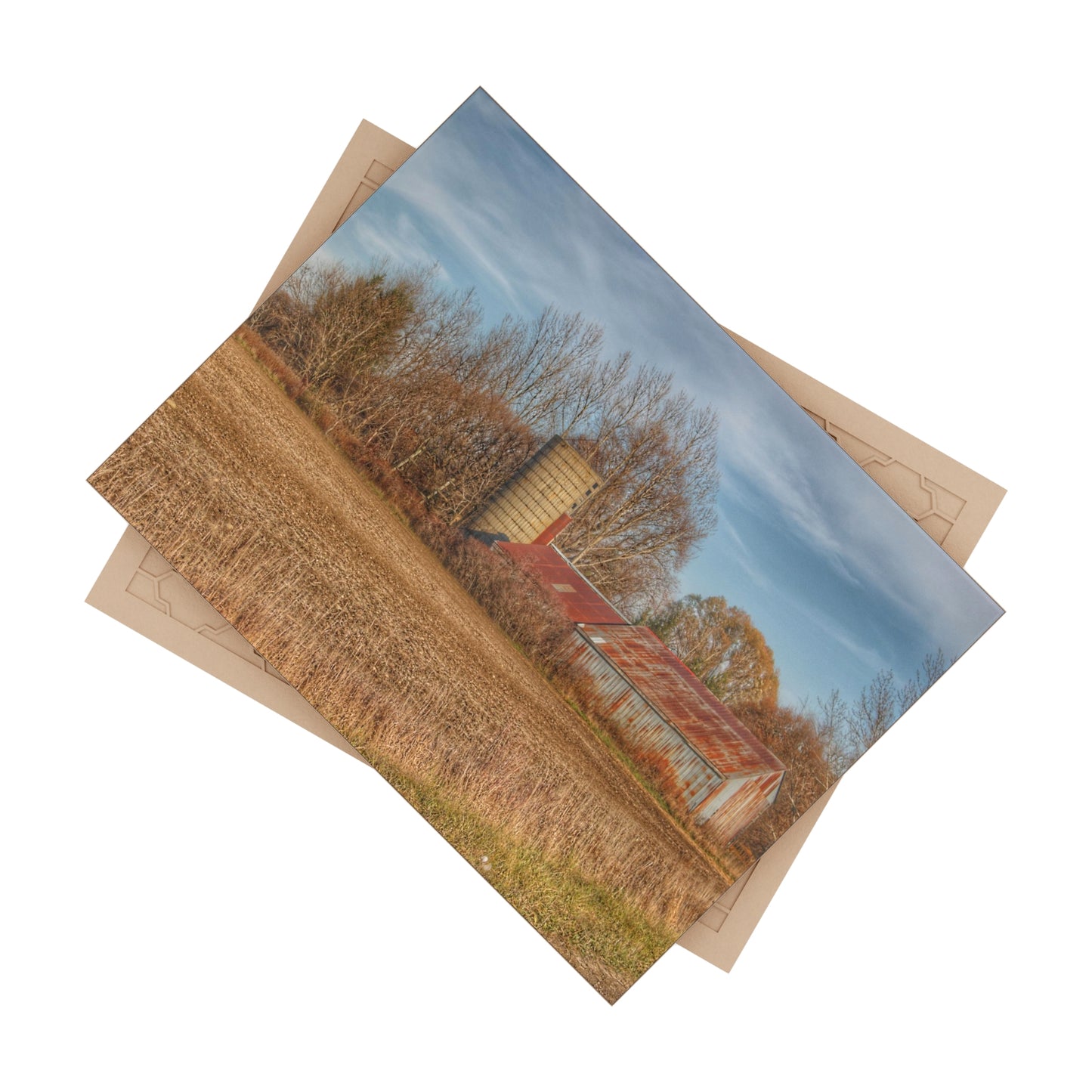 U R There Photography Brief Road Blue Rustic Farmhouse Decorative Ceramic Tile 6" × 8" Glossy