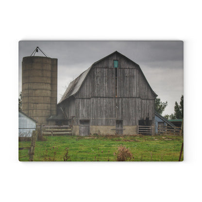 U R There Photography Eddy Road Grey II Rustic Farmhouse Tempered-Glass Cutting Board