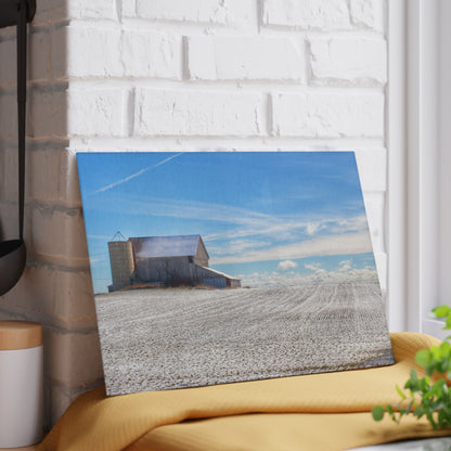 U R There Photography Early Spring Grey II Rustic Farmhouse Tempered-Glass Cutting Board