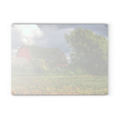 U R There Photography Shelby Red IV Rustic Farmhouse Tempered-Glass Cutting Board