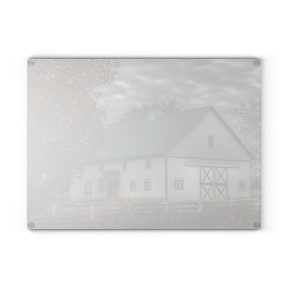 U R There Photography Millville White Rustic Farmhouse Tempered-Glass Cutting Board