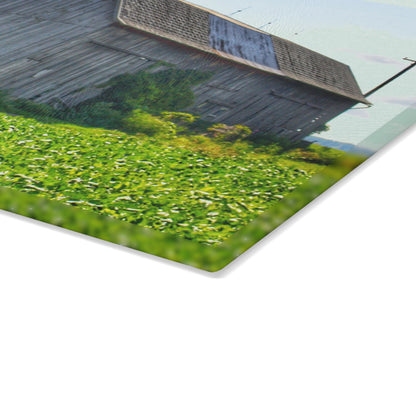 U R There Photography Morning Roadside Grey Rustic Farmhouse Tempered-Glass Cutting Board