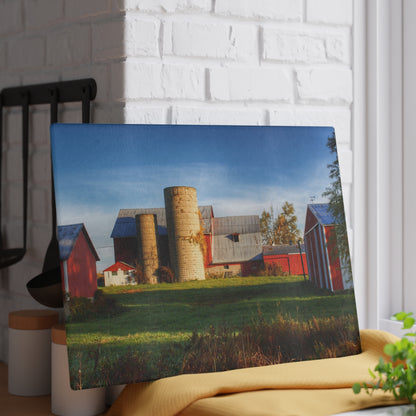 U R There Photography Maynard Road Reds Rustic Farmhouse Tempered-Glass Cutting Board