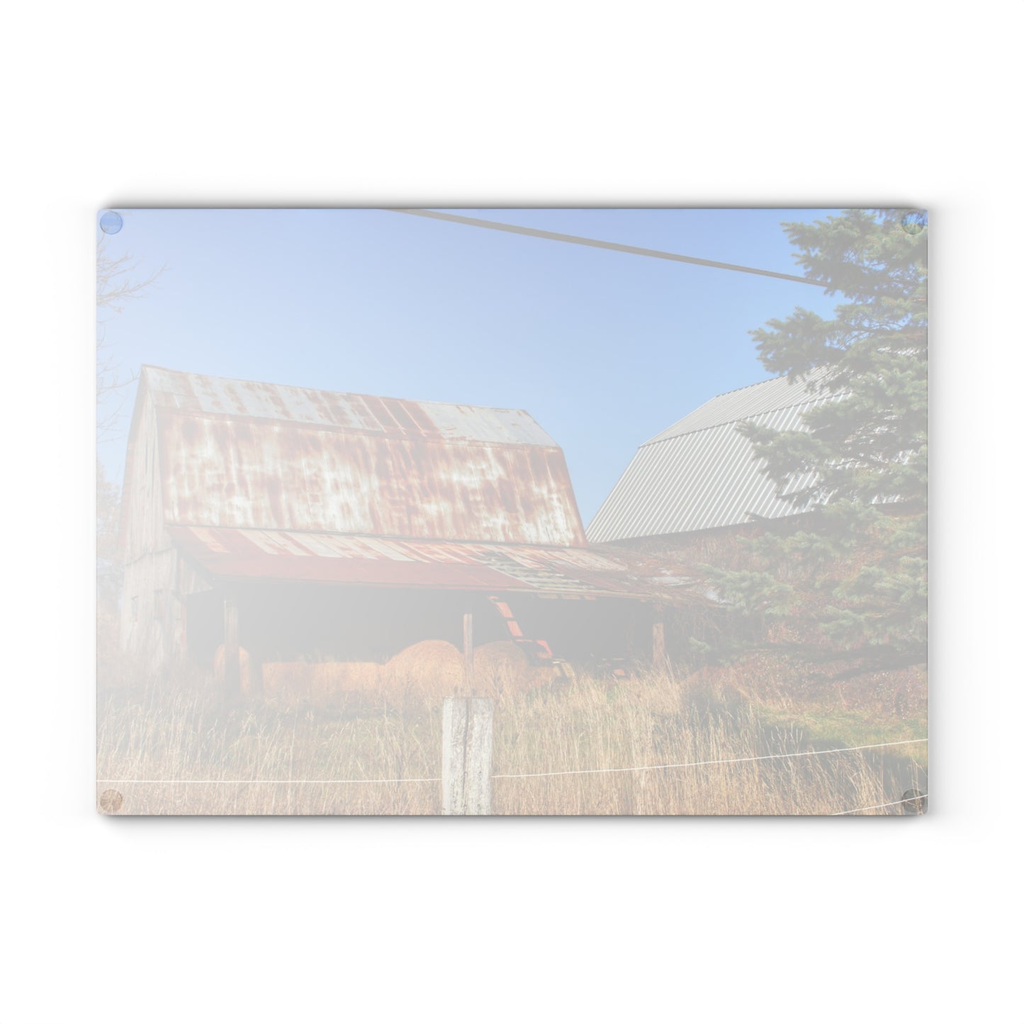U R There Photography Dodge Road Hay Barn II Rustic Farmhouse Tempered-Glass Cutting Board