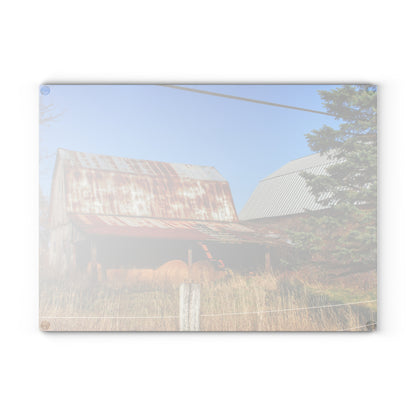 U R There Photography Dodge Road Hay Barn II Rustic Farmhouse Tempered-Glass Cutting Board