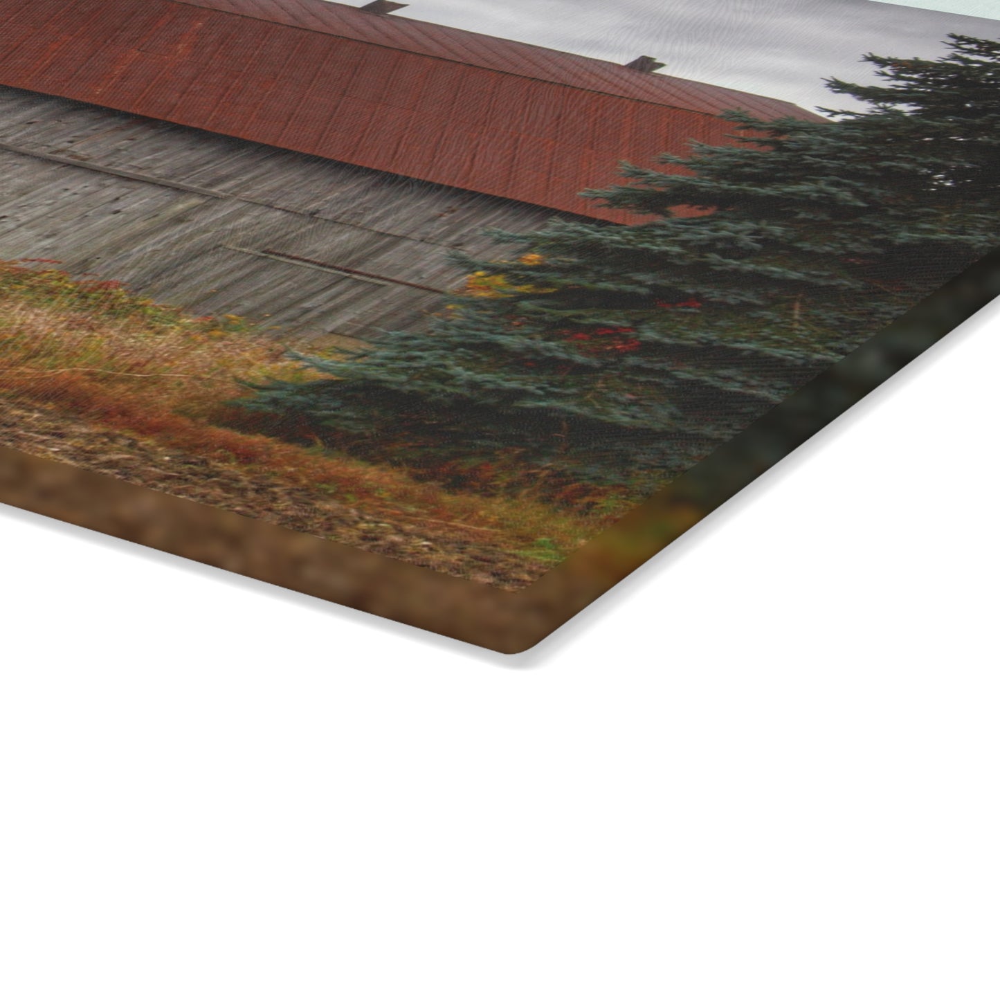 U R There Photography Sheridan Line Road Rusted Grey II Rustic Farmhouse Tempered-Glass Cutting Board