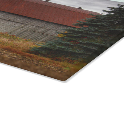 U R There Photography Sheridan Line Road Rusted Grey II Rustic Farmhouse Tempered-Glass Cutting Board