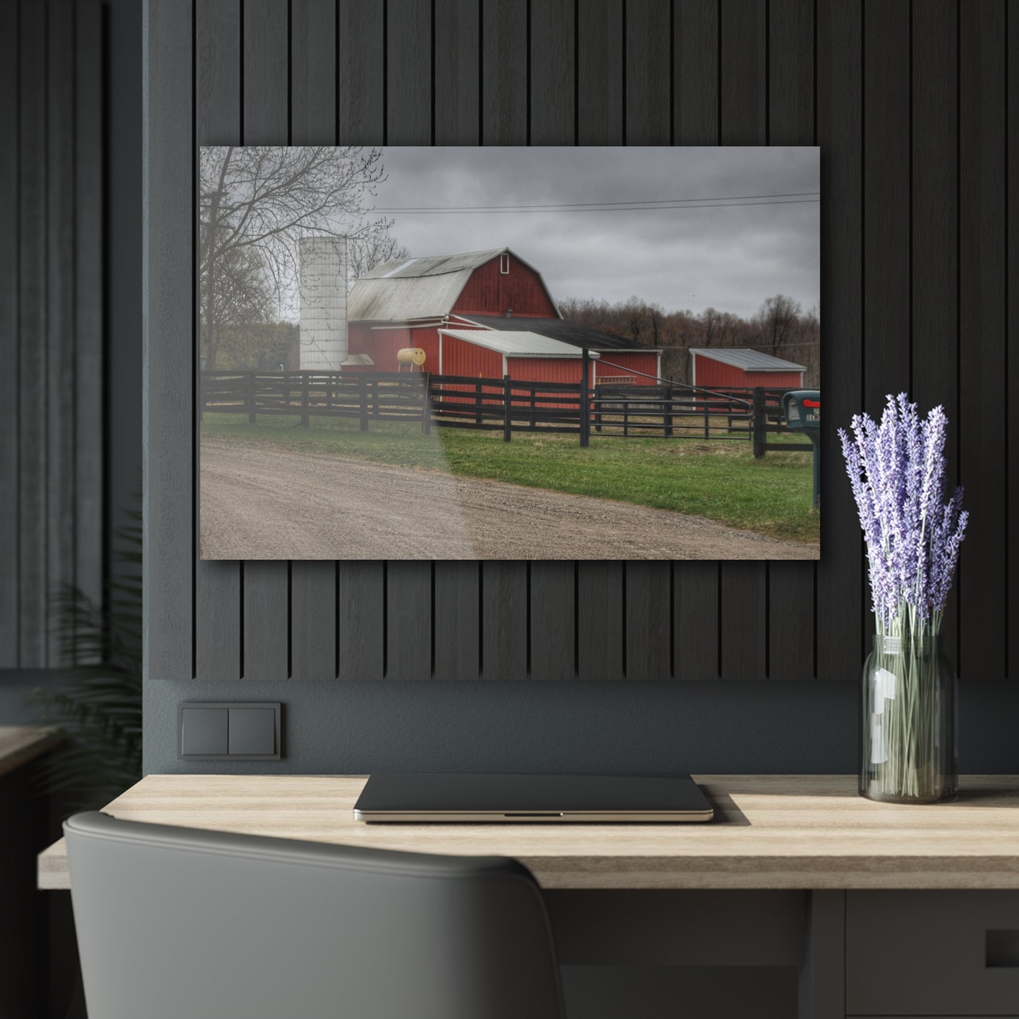 U R There Photography West Lake Road Happy Barn Rustic Farmhouse Acrylic Wall Print