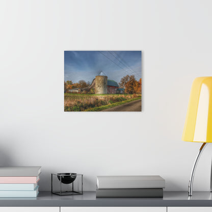 U R There Photography Plumb Creek Road Red in Fall I Rustic Farmhouse Acrylic Wall Print