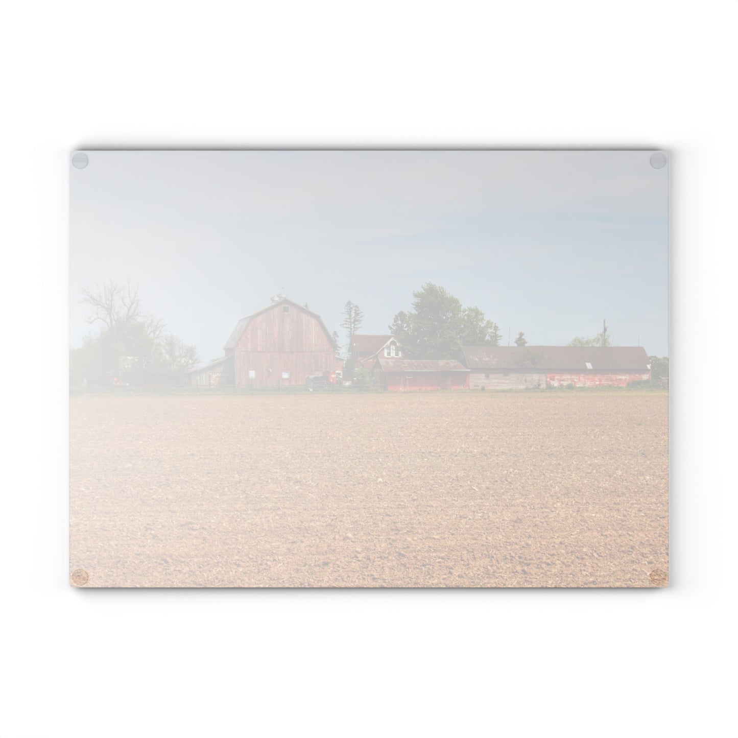 U R There Photography Volz Road Reds Rustic Farmhouse Tempered-Glass Cutting Board