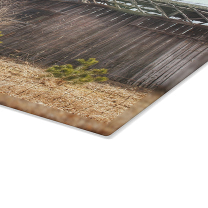 U R There Photography Leix Road Forgotten Grey II Rustic Farmhouse Tempered-Glass Cutting Board