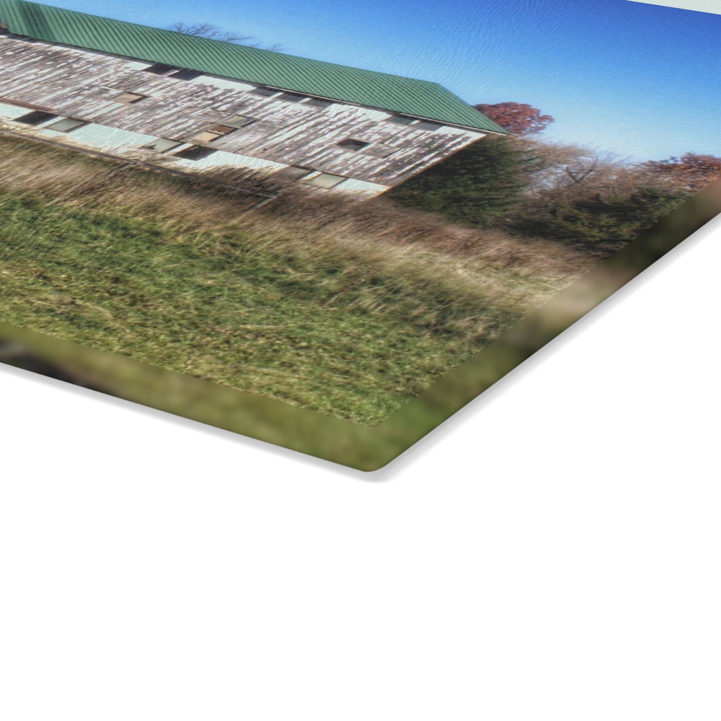 U R There Photography Hadley White Rustic Farmhouse Tempered-Glass Cutting Board