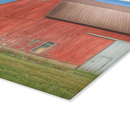 U R There Photography Fargo Road Red I Rustic Farmhouse Tempered-Glass Cutting Board