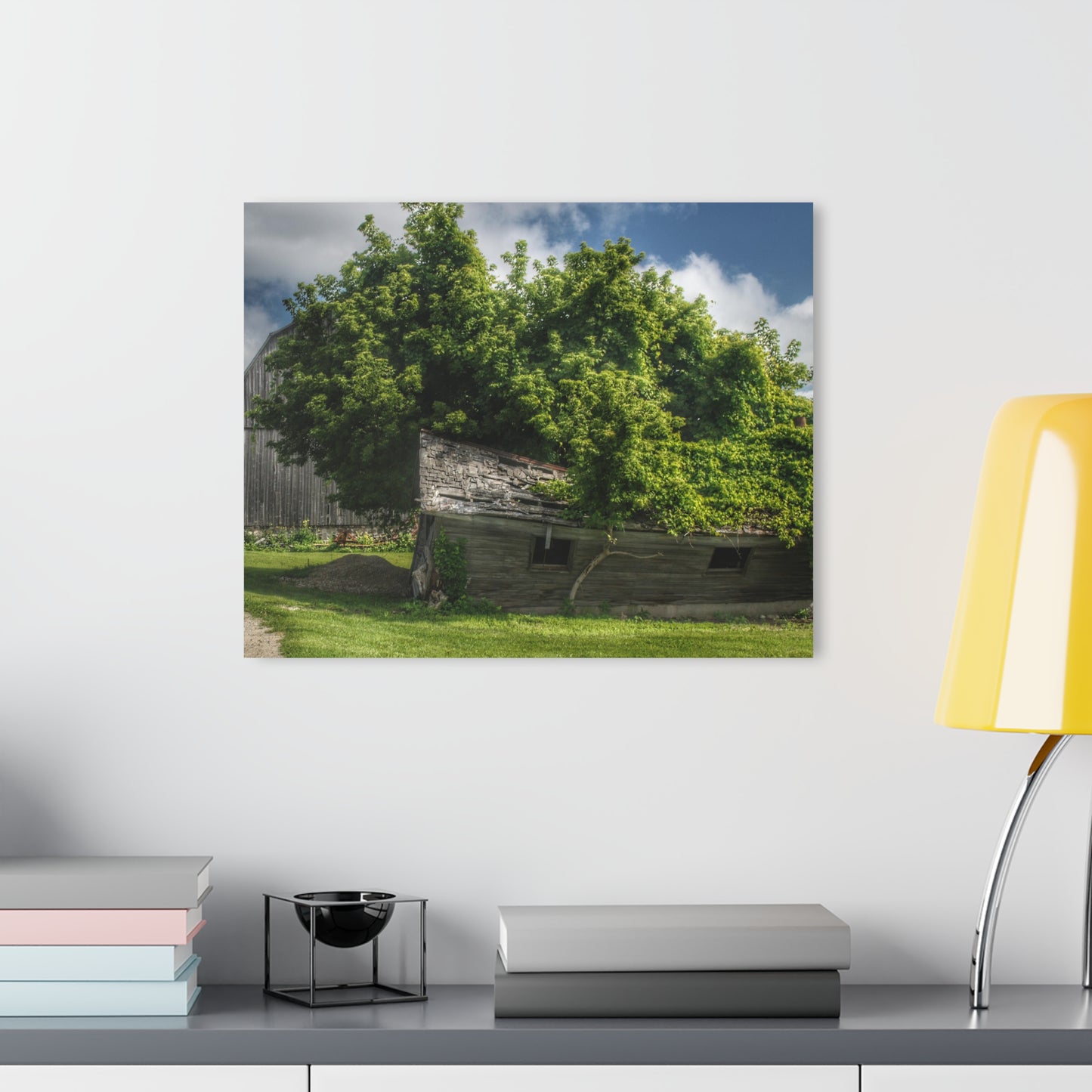 U R There Photography Brown City Road Barn and Buddy I Rustic Farmhouse Acrylic Wall Print