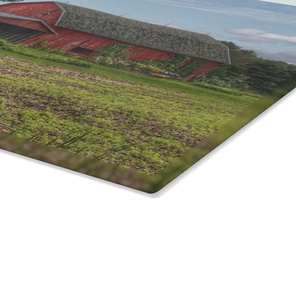 U R There Photography Murphy Lake Road Reds Rustic Farmhouse Tempered-Glass Cutting Board