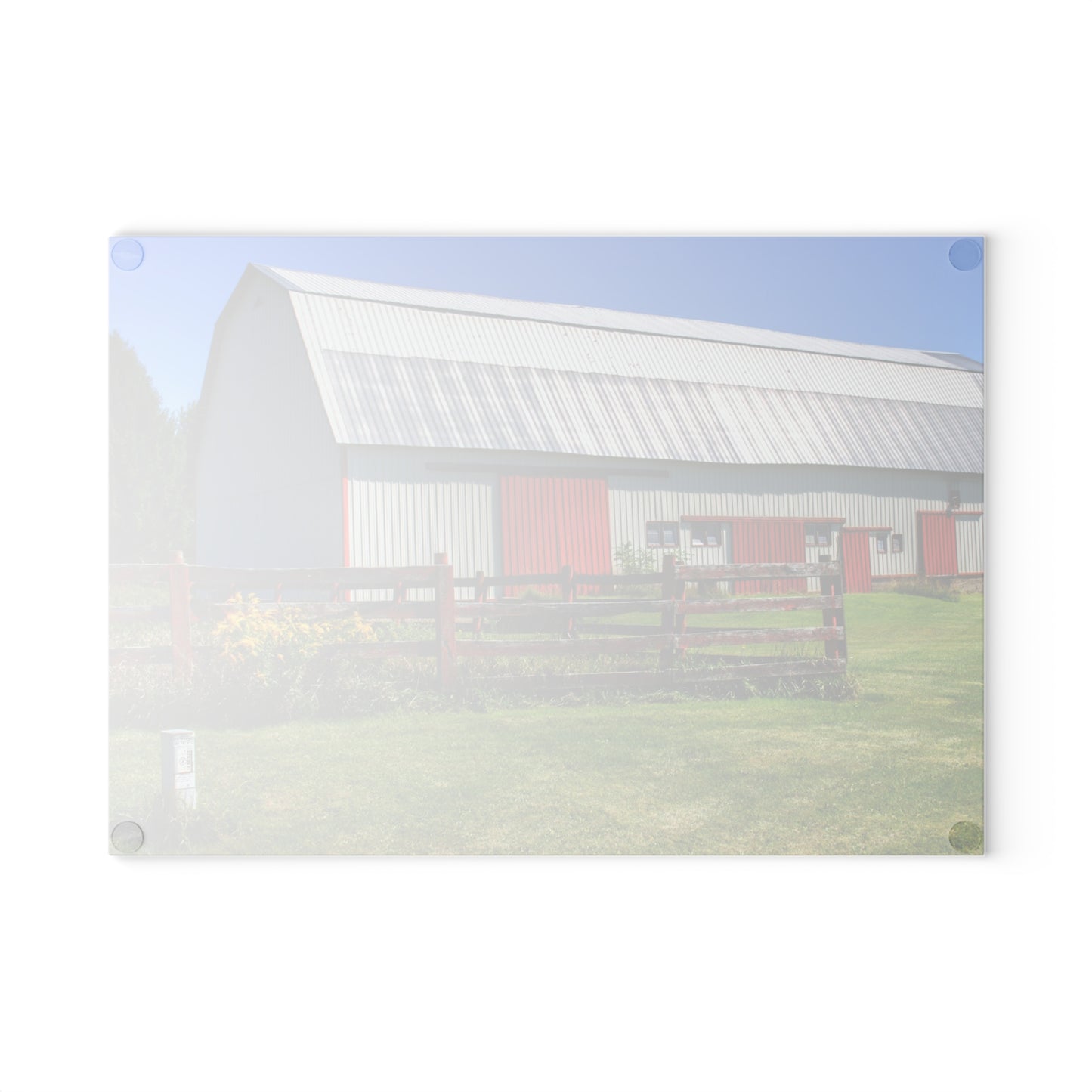 U R There Photography Bishop Road Beyond the Fence Rustic Farmhouse Tempered-Glass Cutting Board