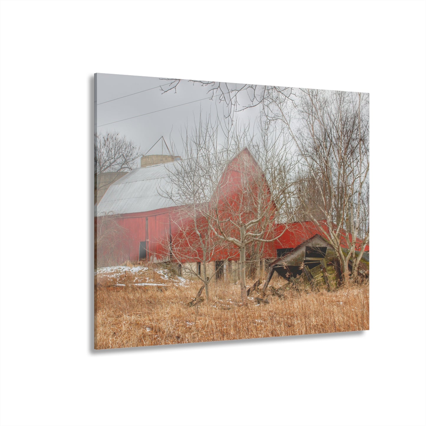 U R There Photography North Five Lakes Road Red Rustic Farmhouse Acrylic Wall Print
