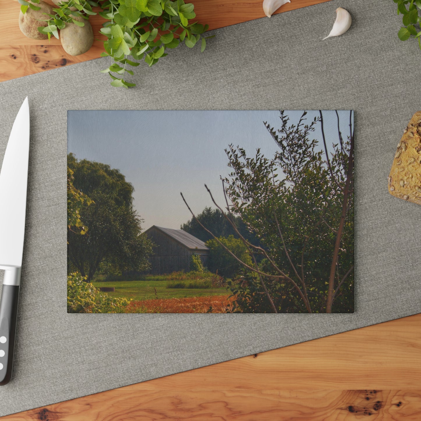 U R There Photography Clifford Hidden Grey Rustic Farmhouse Tempered-Glass Cutting Board