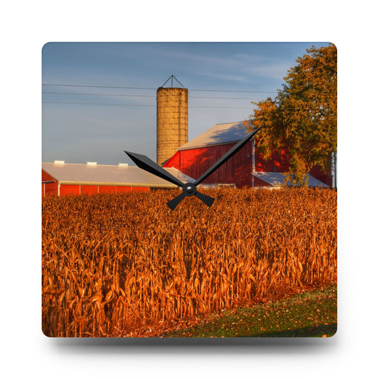 Lake Pleasant Reds I Rustic Farmhouse Acrylic Analog Wall Clock 10.75'' × 10.75'' (Square)