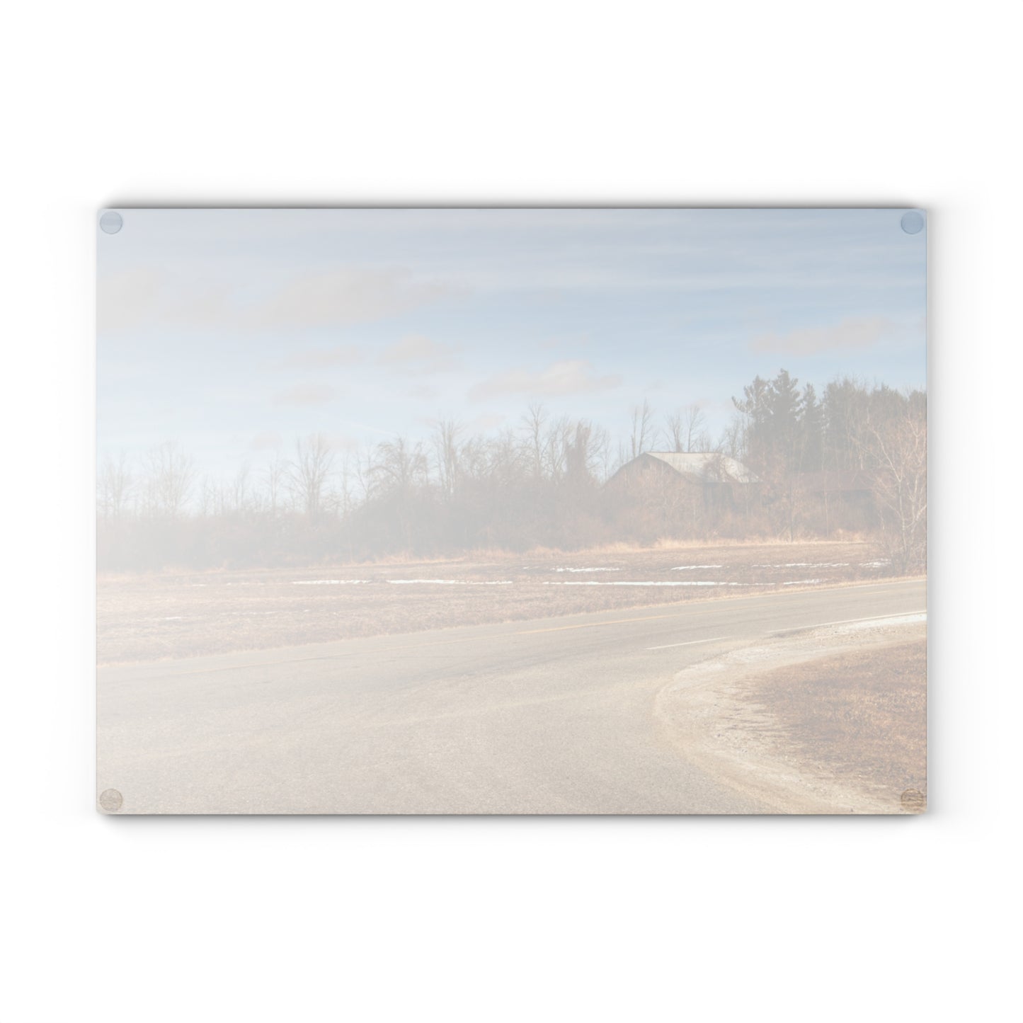 U R There Photography North Hunt Road Farm I Rustic Farmhouse Tempered-Glass Cutting Board