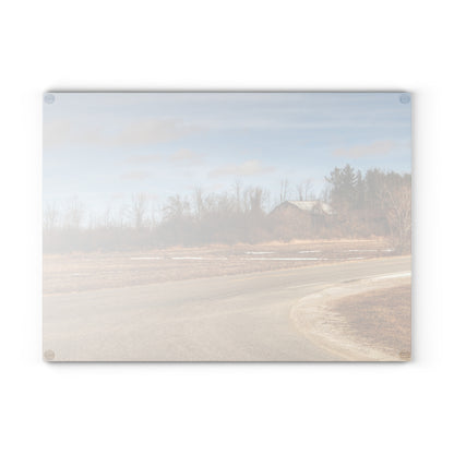 U R There Photography North Hunt Road Farm I Rustic Farmhouse Tempered-Glass Cutting Board