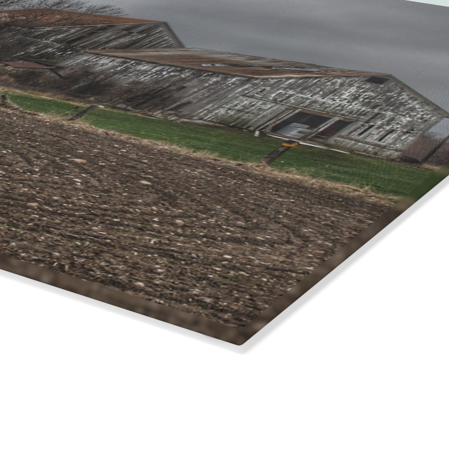 U R There Photography Rusted and Grey on Newark Road Rustic Farmhouse Tempered-Glass Cutting Board