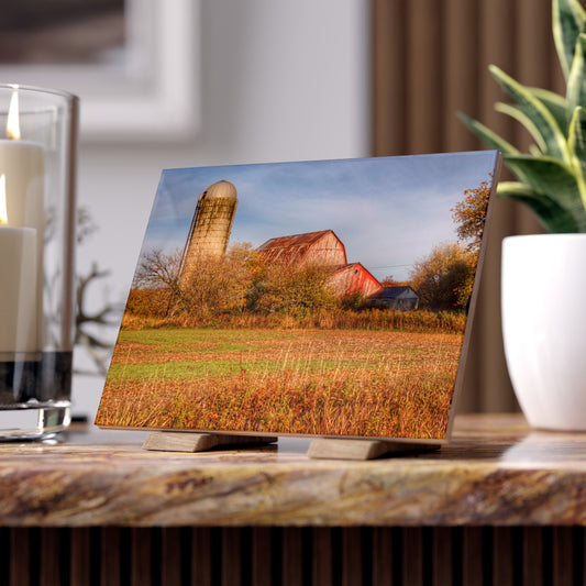 U R There Photography Cade Road Red and Silo Rustic Farmhouse Decorative Ceramic Tile