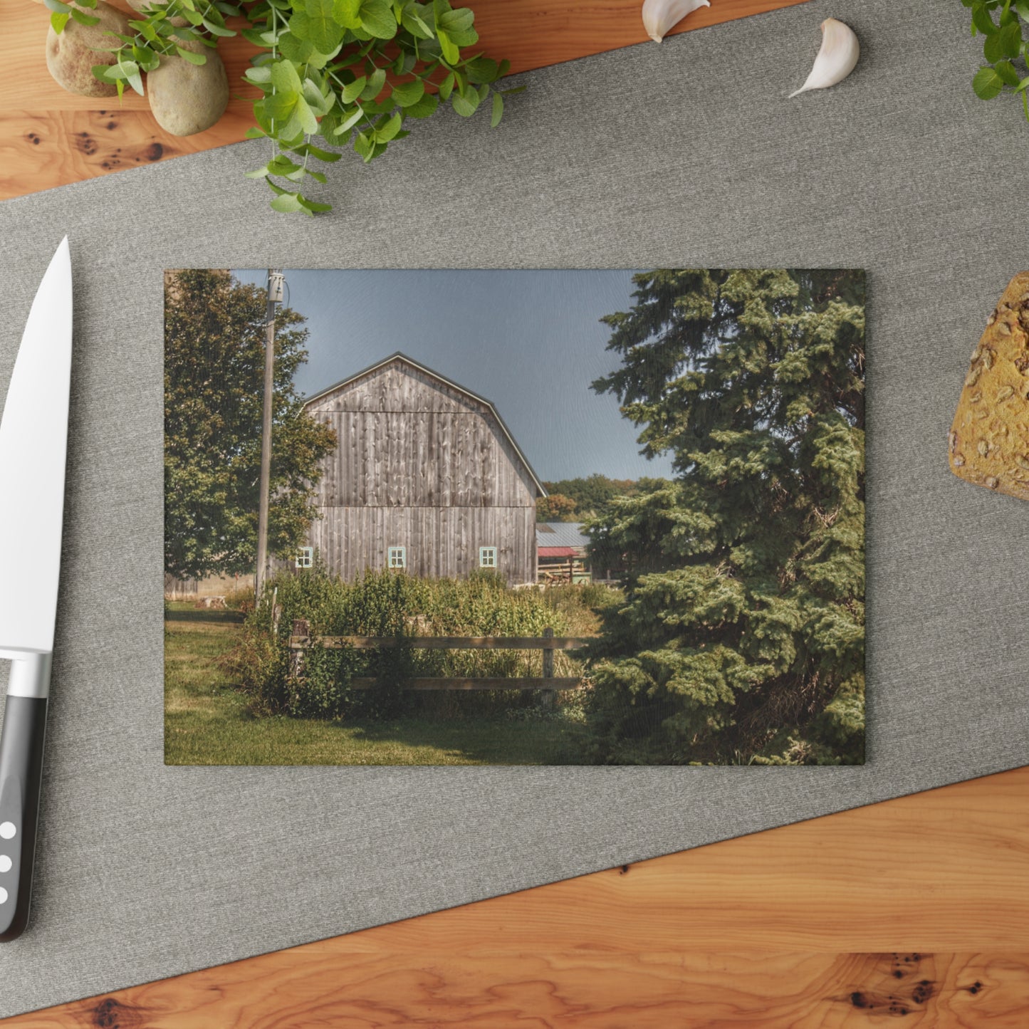 U R There Photography Roadside Grey of Vassar Rustic Farmhouse Tempered-Glass Cutting Board