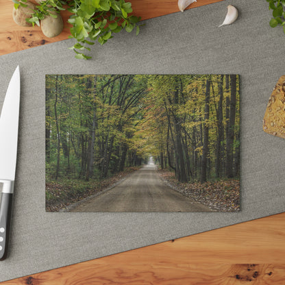 U R There Photography Country Roads in Dryden IV Rustic Farmhouse Tempered-Glass Cutting Board