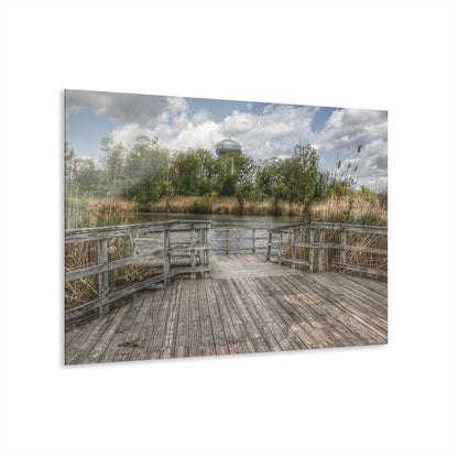 U R There Photography Bridge Overlooking Water Tower Park in Lapeer Rustic Farmhouse Acrylic Wall Print