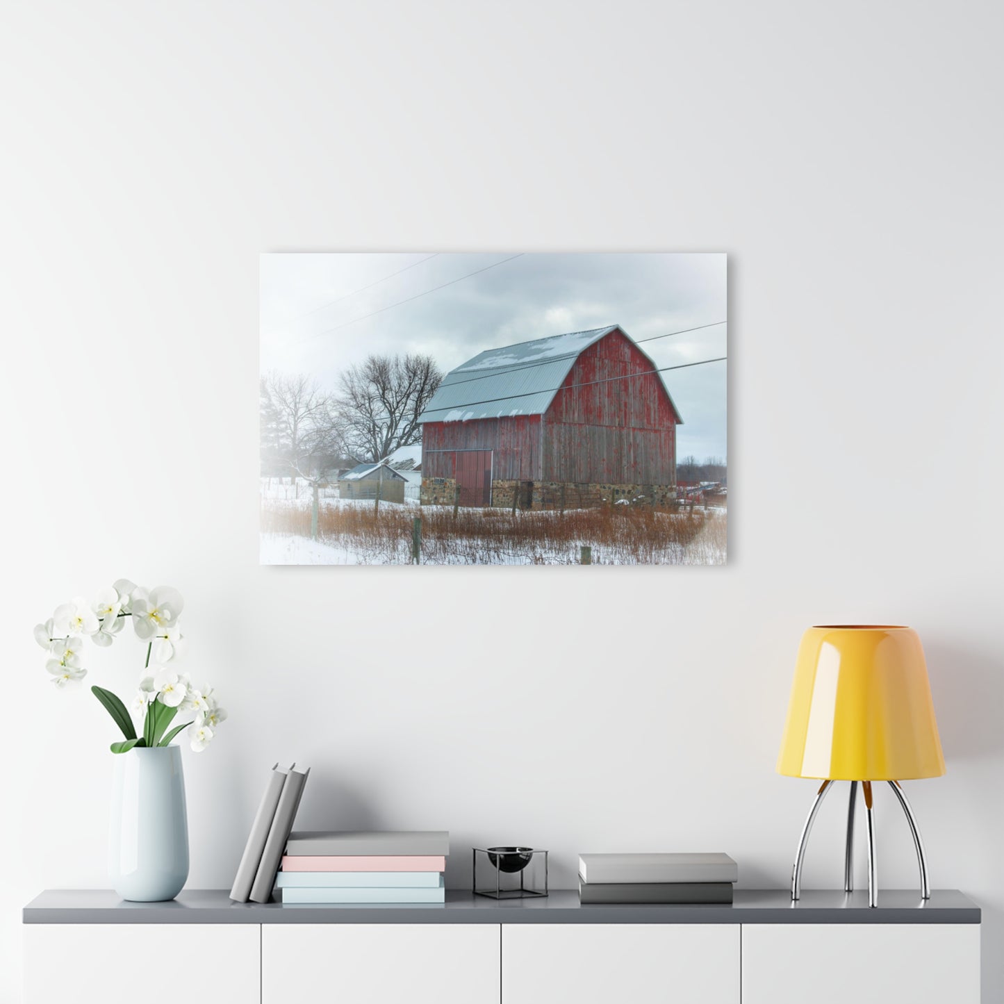 U R There Photography Lake Pleasant Stone Red and Little Grey Rustic Farmhouse Acrylic Wall Print
